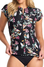 Load image into Gallery viewer, Sunseeker Viola Short Sleeve Mastectomy Rash Vest (Black)