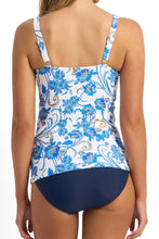 Load image into Gallery viewer, Sunseeker Sicily Twist Front Ruched Tankini Top (Blue/White)