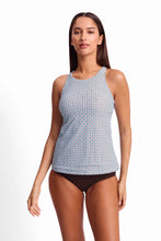 Load image into Gallery viewer, Sunseeker Geomath High Neck Mastectony Tankini Top Blue