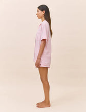 Load image into Gallery viewer, Papinelle Sabine Seersucker Stripe Boxer PJ & Bow Scrunchie (Pink Lemonade)