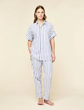 Load image into Gallery viewer, Papinelle Tyler Cotton Full Length PJ Set (White/Navy Stripe)