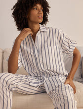 Load image into Gallery viewer, Papinelle Tyler Cotton Full Length PJ Set (White/Navy Stripe)
