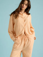 Load image into Gallery viewer, Papinelle Karen Walker Seersucker stripe PJ Set (Orange/Cream)