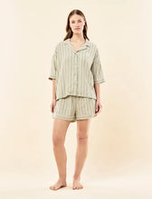 Load image into Gallery viewer, Papinelle x Karen walker Seersucker Stripe Boxer PJ Set - Olive