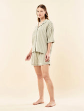 Load image into Gallery viewer, Papinelle x Karen walker Seersucker Stripe Boxer PJ Set - Olive