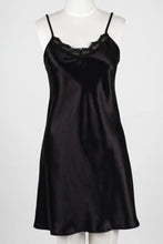 Load image into Gallery viewer, Carmen Kirstein silk chemise with lace (Black)