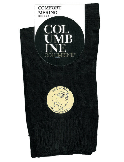 Columbine Comfort Merino NZ MADE Socks -  Black  &  Navy