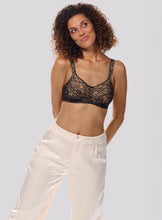 Load image into Gallery viewer, Amoena Camilla Soft Wire Free Mastectomy Bra (Black/Sand)