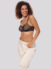 Load image into Gallery viewer, Amoena Camilla Soft Wire Free Mastectomy Bra (Black/Sand)