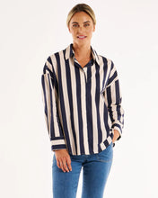 Load image into Gallery viewer, Betty Basics BB8288 Stripe Shirt - (Navy Stripe)