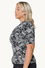 Load image into Gallery viewer, Capriosca Mono Paisley Chlorine Resistant Rash Vest (Black)