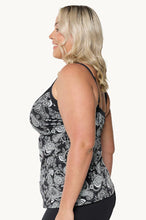 Load image into Gallery viewer, Capriosca Mono Paisley Chlorine Resistant Tankini Top (Black)