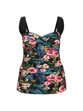 Load image into Gallery viewer, Capriosca Waikini Floral Print Vintage Inspired One Piece (Black)