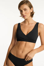 Load image into Gallery viewer, Sea Level Eco Essentials Cross Front Multifit Bra (Black) (Night Sky)