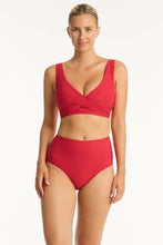 Load image into Gallery viewer, Sea Level Honeycomb Cross Front Multifit Bikini Top (Red)