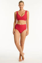 Load image into Gallery viewer, Sea Level Honeycomb Cross Front Multifit Bikini Top (Red)