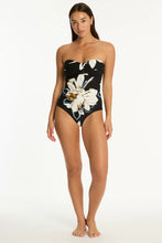 Load image into Gallery viewer, Sea Level La Luna Twist Bandeau One Piece Swimsuit - Black Floral