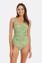 Load image into Gallery viewer, Togs Tahiti Gathered Square One Piece Swimsuit (Green)