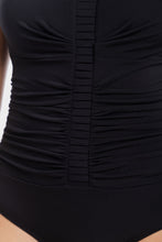 Load image into Gallery viewer, Togs V Neck Ruched Front Swimsuit (Black)