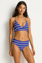 Load image into Gallery viewer, Sea Level Voyage Longline Halter Bikini Top (Blue)