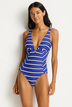 Load image into Gallery viewer, Sea Level Voyage Chain Link Longline One Piece Swimsuit (Blue)