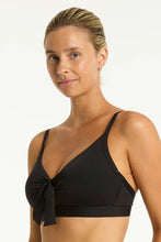 Load image into Gallery viewer, Sea Level Essentials Edit Tie Front DD/E Bikini Top (Black)
