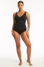Load image into Gallery viewer, Sea Level Eco Essentials Cross Front Multifit One Piece Swimsuit (Black)