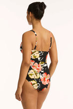 Load image into Gallery viewer, Sea Level Juniper Cross Front Multifit One Piece Swimsuit (Black Floral)