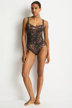 Load image into Gallery viewer, Sea Level Savanna Twist Front Bandeau One Piece Swimsuit -Chocolate
