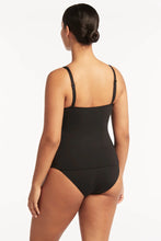 Load image into Gallery viewer, Sea Level Essentials Cross Front Multifit Tankini Top (Black)