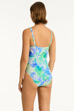 Load image into Gallery viewer, Sea Level Key Largo Twist Front One Piece Swimsuit Blue Green Multi