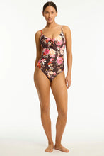Load image into Gallery viewer, Sea Level Rosewood Tie Front DD/E Swimsuit (Cocoa)