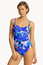 Load image into Gallery viewer, Sea Level Cascade Twist Bandeau One Piece Swimsuit (Cobolt)