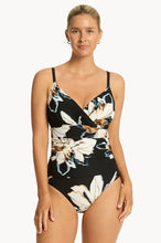 Load image into Gallery viewer, Sea Level La Luna Wrap Front Swimsuit wired DD/E - Black