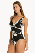 Load image into Gallery viewer, Sea Level La Luna Cross Front Multifit One Piece Swimsuit - Black Floral