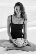 Load image into Gallery viewer, Sea Level Scallop Square Neck Bralette One Piece (Black)