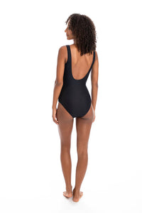 Togs TBO2TH Black Textured Patchwork Swimsuit (Black)