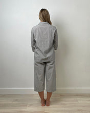 Load image into Gallery viewer, Linens Unlimited Cotton Stripe 3/4 PJ Set (Grey Pinstripe)