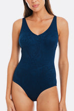Load image into Gallery viewer, Togs Amalfi V Neck Plunge One Piece Swimsuit (Blue)