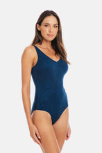Load image into Gallery viewer, Togs Amalfi V Neck Plunge One Piece Swimsuit (Blue)
