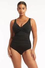 Load image into Gallery viewer, Sea Level Eco Essentials Cross Front Multifit One Piece Swimsuit (Black)