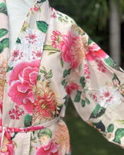Load image into Gallery viewer, Floressents Cotton Fleur Kimono Robe (Sand)