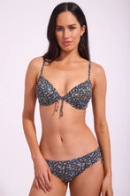 Load image into Gallery viewer, Piha Fleur Minuit Slim Tie Underwire Bikini Top (Black)