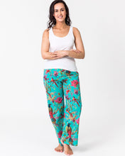 Load image into Gallery viewer, Floressents Cotton Paradise Lounge Pants with pockets (Aqua Green)