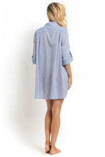 Load image into Gallery viewer, Sunseeker Summer Stripe Button Through Shirt (Blue)
