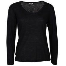Load image into Gallery viewer, Zenza  Merino Cotton Round Neck Long Sleeve Top (Black)
