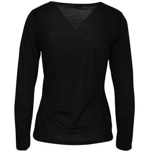 Zenza  Merino Cotton Round Neck Long Sleeve Top (Black)