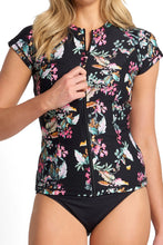 Load image into Gallery viewer, Sunseeker Viola Short Sleeve Mastectomy Rash Vest (Black)
