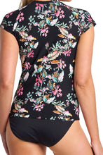 Load image into Gallery viewer, Sunseeker Viola Short Sleeve Mastectomy Rash Vest (Black)
