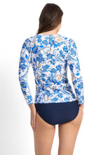 Load image into Gallery viewer, Sunseeker Sicily Long Sleeve Mastectomy Rashie (Blue/White)
